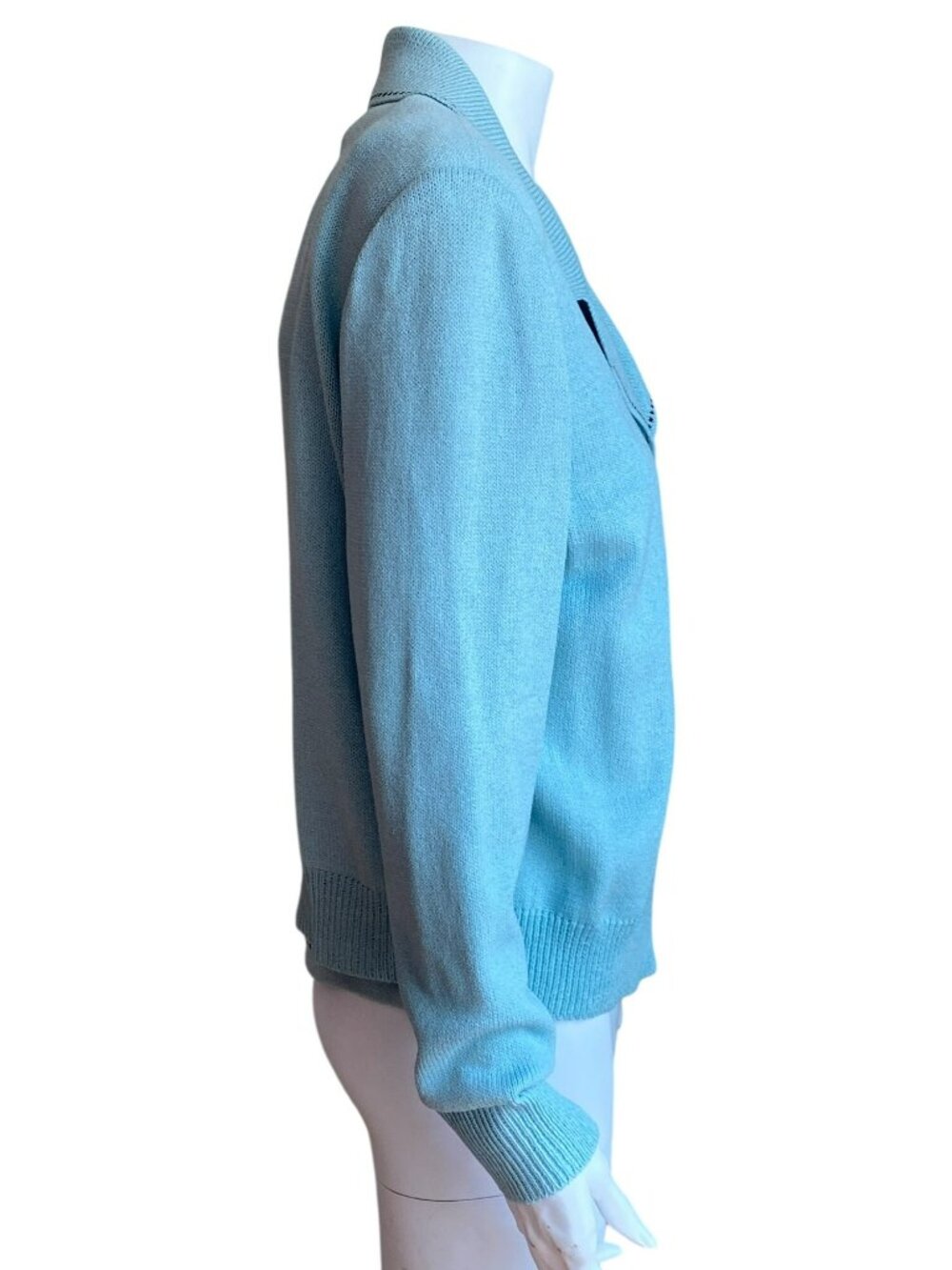 St John Sport Cardigan Knit Sweater Set Aqua Mint Celadon Green Sze Large Medium - Picture 2 of 15